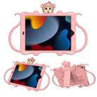 For iPad 10.2 Cartoon Monkey Kids Tablet Shockproof EVA Protective Case with Holder & Shoulder Strap & Handle(Rose Gold) - 1