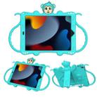 For iPad 10.2 Cartoon Monkey Kids Tablet Shockproof EVA Protective Case with Holder & Shoulder Strap & Handle(Turquoise) - 1