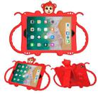 For iPad 9.7 (2017) Cartoon Monkey Kids Tablet Shockproof EVA Protective Case with Holder & Shoulder Strap & Handle(Red) - 1