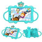 For Samsung Galaxy Tab A8.0 (2019) T290 Cartoon Monkey Kids Tablet Shockproof EVA Protective Case with Holder & Shoulder Strap & Handle(Turquoise) - 1