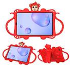 For Samsung Galaxy Tab A 8.4 (2020) T307 Cartoon Monkey Kids Tablet Shockproof EVA Protective Case with Holder & Shoulder Strap & Handle(Red) - 1