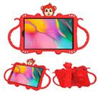 For Samsung Galaxy Tab A 10.1 (2019) T510 / T515 Cartoon Monkey Kids Tablet Shockproof EVA Protective Case with Holder & Shoulder Strap & Handle(Red) - 1