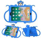 For iPad 9.7 (2018) Cartoon Monkey Kids Tablet Shockproof EVA Protective Case with Holder & Shoulder Strap & Handle(Blue) - 1