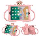 For iPad 9.7 (2018) Cartoon Monkey Kids Tablet Shockproof EVA Protective Case with Holder & Shoulder Strap & Handle(Rose Gold) - 1