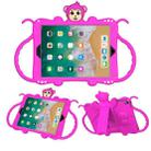 For iPad 9.7 (2018) Cartoon Monkey Kids Tablet Shockproof EVA Protective Case with Holder & Shoulder Strap & Handle(Rose Red) - 1