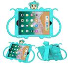 For iPad 9.7 (2018) Cartoon Monkey Kids Tablet Shockproof EVA Protective Case with Holder & Shoulder Strap & Handle(Turquoise) - 1