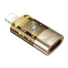 hoco UA36A 8 Pin Male to USB-C / Type-C Female OTG Transparent Adapter(Gold) - 1