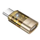 hoco UA36D USB-C / Type-C Male to 8 Pin Female OTG Transparent Adapter(Gold) - 1