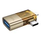 hoco UA36E 8 Pin, USB-C / Type-C Male to USB Female 2 in 1 OTG Transparent Adapter(Gold) - 2