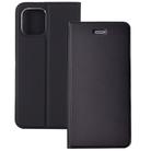 For iPhone 12 mini Ultra-thin Plain Magnetic TPU + PU Leather Case with Holder & Card Slot(Black) - 1