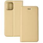 For iPhone 12 mini Ultra-thin Plain Magnetic TPU + PU Leather Case with Holder & Card Slot(Gold) - 1