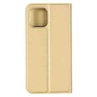 For iPhone 12 mini Ultra-thin Plain Magnetic TPU + PU Leather Case with Holder & Card Slot(Gold) - 2