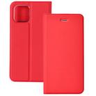 For iPhone 12 mini Ultra-thin Plain Magnetic TPU + PU Leather Case with Holder & Card Slot(Red) - 1