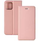 For iPhone 12 mini Ultra-thin Plain Magnetic TPU + PU Leather Case with Holder & Card Slot(Rose Gold) - 1