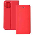 For iPhone 12 / 12 Pro Ultra-thin Plain Magnetic TPU + PU Leather Case with Holder & Card Slot(Red) - 1