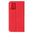 For iPhone 12 / 12 Pro Ultra-thin Plain Magnetic TPU + PU Leather Case with Holder & Card Slot(Red) - 2