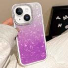 For iPhone 15 Plus Gradient Shell Texture 3 in 1 Phone Case(Purple) - 1