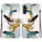 For Samsung Galaxy A15 Crystal Texture Colored Drawing Leather Phone Case(Gold Butterfly Feathers) - 1