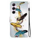 For Samsung Galaxy A55 5G Crystal Texture Colored Drawing Leather Phone Case(Gold Butterfly Feathers) - 3
