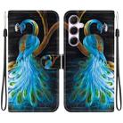 For Samsung Galaxy A55 5G Crystal Texture Colored Drawing Leather Phone Case(Peacock) - 1