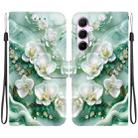 For Samsung Galaxy A55 5G Crystal Texture Colored Drawing Leather Phone Case(Jade Flowers) - 1