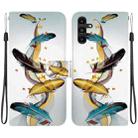 For Samsung Galaxy A13 5G Crystal Texture Colored Drawing Leather Phone Case(Gold Butterfly Feathers) - 1
