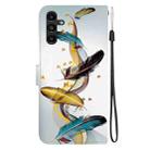 For Samsung Galaxy A13 5G Crystal Texture Colored Drawing Leather Phone Case(Gold Butterfly Feathers) - 3