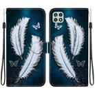 For Samsung Galaxy A22 5G Crystal Texture Colored Drawing Leather Phone Case(White Butterfly Feathers) - 1