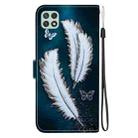 For Samsung Galaxy A22 5G Crystal Texture Colored Drawing Leather Phone Case(White Butterfly Feathers) - 3