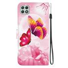For Samsung Galaxy A22 5G Crystal Texture Colored Drawing Leather Phone Case(Pink Butterflies) - 3
