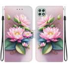 For Samsung Galaxy A22 5G Crystal Texture Colored Drawing Leather Phone Case(Lotus) - 1