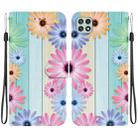 For Samsung Galaxy A22 5G Crystal Texture Colored Drawing Leather Phone Case(Sunflowers) - 1