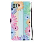 For Samsung Galaxy A22 5G Crystal Texture Colored Drawing Leather Phone Case(Sunflowers) - 3