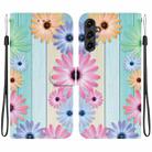 For Samsung Galaxy A34 5G Crystal Texture Colored Drawing Leather Phone Case(Sunflowers) - 1