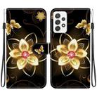 For Samsung Galaxy A52 4G / 5G Crystal Texture Colored Drawing Leather Phone Case(Gold Flower) - 1