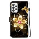 For Samsung Galaxy A52 4G / 5G Crystal Texture Colored Drawing Leather Phone Case(Gold Flower) - 3