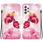 For Samsung Galaxy A52 4G / 5G Crystal Texture Colored Drawing Leather Phone Case(Pink Butterflies) - 1