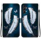 For Samsung Galaxy A54 5G Crystal Texture Colored Drawing Leather Phone Case(White Butterfly Feathers) - 1