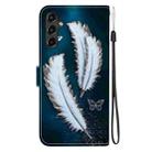 For Samsung Galaxy A54 5G Crystal Texture Colored Drawing Leather Phone Case(White Butterfly Feathers) - 3