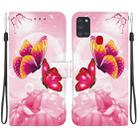 For Samsung Galaxy A21s Crystal Texture Colored Drawing Leather Phone Case(Pink Butterflies) - 1