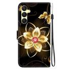 For Samsung Galaxy A25 5G Crystal Texture Colored Drawing Leather Phone Case(Gold Flower) - 3