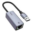 hoco UA37 1000 Mbps USB-A to RJ45 Ethernet Adapter, Length:1.2m(Grey) - 1