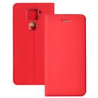 For Xiaomi Redmi Note 9 Ultra-thin Plain Magnetic TPU + PU Leather Case with Holder & Card Slot(Red) - 1