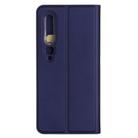 For Xiaomi Mi 10 5G Ultra-thin Plain Magnetic TPU + PU Leather Case with Holder & Card Slot(Blue) - 2