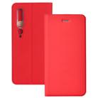 For Xiaomi Mi 10 5G Ultra-thin Plain Magnetic TPU + PU Leather Case with Holder & Card Slot(Red) - 1