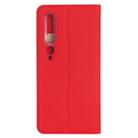 For Xiaomi Mi 10 5G Ultra-thin Plain Magnetic TPU + PU Leather Case with Holder & Card Slot(Red) - 2