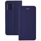 For Xiaomi Mi 10 Lite 5G Ultra-thin Plain Magnetic TPU + PU Leather Case with Holder & Card Slot(Blue) - 1