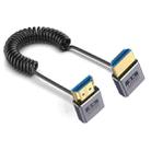 0.7m Coiled Coaxial 8K 48Gbps HDMI 2.1 Cable, Port:Up to Down Elbow - 1