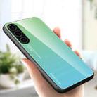 For Samsung Galaxy S25 5G Gradient Color Glass Phone Case(Green Cyan) - 1