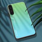 For Samsung Galaxy S25 5G Gradient Color Glass Phone Case(Green Cyan) - 2